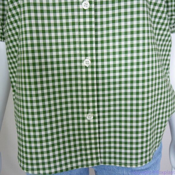 NWT kate spade mini gingham button-front shirt, Green & White - Picture 7 of 16